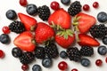 Mix of fresh berries on white background top view Royalty Free Stock Photo