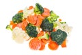Mix of frozen vegetables on white background Royalty Free Stock Photo
