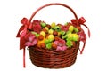 Mix of fruits and berries in a wicker basket. Royalty Free Stock Photo