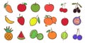 Mix fruits collection, cute colorful vector illustration in cart