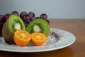 Mix of fruits, grapes, kiwi and orange