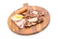 mix grilled steak on wood plate Royalty Free Stock Photo
