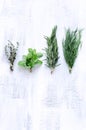 Mix herbs on rustic background Royalty Free Stock Photo