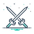 Mix icon for Combat, sword and broadsword Royalty Free Stock Photo