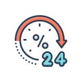 Color illustration icon for Sale 24Hours, service and timer Royalty Free Stock Photo