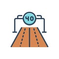 Color illustration icon for Speed Limit, speed and street