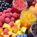 Mix of jams and fruits Royalty Free Stock Photo