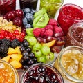 Mix of jams and fruits Royalty Free Stock Photo