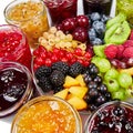 Mix of jams and fruits Royalty Free Stock Photo