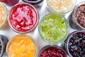 Mix of jams in jars Royalty Free Stock Photo