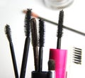 Mix of mascara brushes Royalty Free Stock Photo