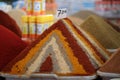 Mix of milled spices in the market in the Agadir, Morocco Royalty Free Stock Photo