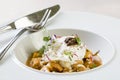 Mix of mushrooms with poached egg Royalty Free Stock Photo