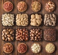 Mix nuts bowls on table background. nutritious organic food for snack Royalty Free Stock Photo