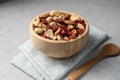Mix of nuts cashews, almonds, hazelnuts with dried cranberries. Royalty Free Stock Photo