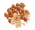 Mix of nuts close up isolated on white background Royalty Free Stock Photo