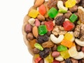 Mix of nuts and dried fruits Royalty Free Stock Photo