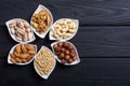 Mix of nuts : Pistachios, almonds , walnuts , pine nut , hazelnuts and cashew . Royalty Free Stock Photo