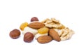 Mix nuts, raisins isolated Royalty Free Stock Photo