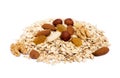 Mix nuts, raisins and oatmeal Royalty Free Stock Photo