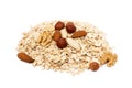 Mix nuts, raisins and oatmeal Royalty Free Stock Photo