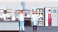 Mix race chefs cooking food culinary staff teamwork concept modern commercial restaurant kitchen interior horizontal