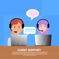 Mix race diverse call center headset agent client support online operator, customer and technical service icon, chat Royalty Free Stock Photo