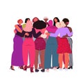 Mix race girls embracing standing together female empowerment movement women power concept