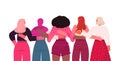 Mix race girls standing together female empowerment movement women power concept