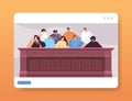 mix race jurors sitting in jury box law court trial session online judging process concept courtroom interior Royalty Free Stock Photo