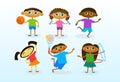 Mix Race Kids Group Cheerful Diverse Children Collection