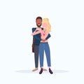 Mix race man woman couple taking selfie photo on smartphone camera male female cartoon characters embracing posing on Royalty Free Stock Photo