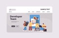 Mix race web developers team creating program code application development software programming concept Royalty Free Stock Photo
