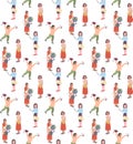 Mix race women teachers graduate girl student knowledge education concept seamless pattern female cartoon characters