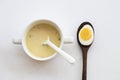 Mix rice gruel and boiled egg yolk healthy foods for baby