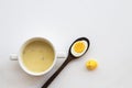 Mix rice gruel and boiled egg yolk healthy foods for baby