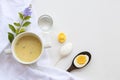 Mix rice gruel and boiled egg yolk healthy foods for baby