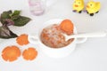 Mix rice gruel and carrot healthy foods for baby Royalty Free Stock Photo