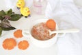 Mix rice gruel and carrot healthy foods for baby Royalty Free Stock Photo