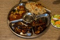 Mix rice platter combo complete meal dish on a table