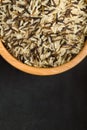 Mix of rice in a wooden bowl on a black background Royalty Free Stock Photo