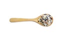 Mix rice on wooden spoon isolate on white background. Royalty Free Stock Photo