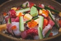 Mix sashimi salad with rice cup in Japanese style Royalty Free Stock Photo