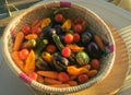 Mix seasonal mini vegetables in a basket