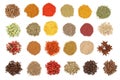 Mix of spices isolated on a white background. Top view. Flat lay. Set or collection Royalty Free Stock Photo