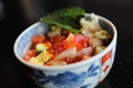 Mix sushi donburi in bowl , Japanese food Royalty Free Stock Photo