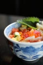 Mix sushi donburi in bowl , Japanese food Royalty Free Stock Photo