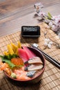 Mix sushi on the wooden background,Japanese style Royalty Free Stock Photo