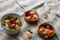 Mix of Turkish Pickles with green tomatoes, red pepper, cucumber and carrot. Royalty Free Stock Photo