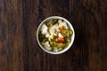 Mix of Turkish Pickles with Hot Green Pepper, Cabbage, Sauerkraut, Carrot and Cucumber in Bowl. Royalty Free Stock Photo